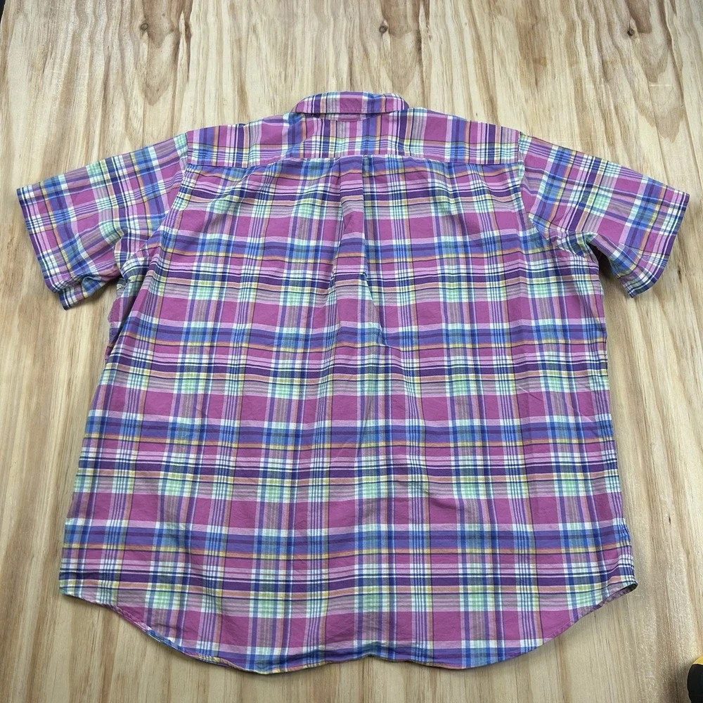 Polo Ralph Lauren Men's 2XB Pink Plaid Button Shirt Short Sleeve Colorful